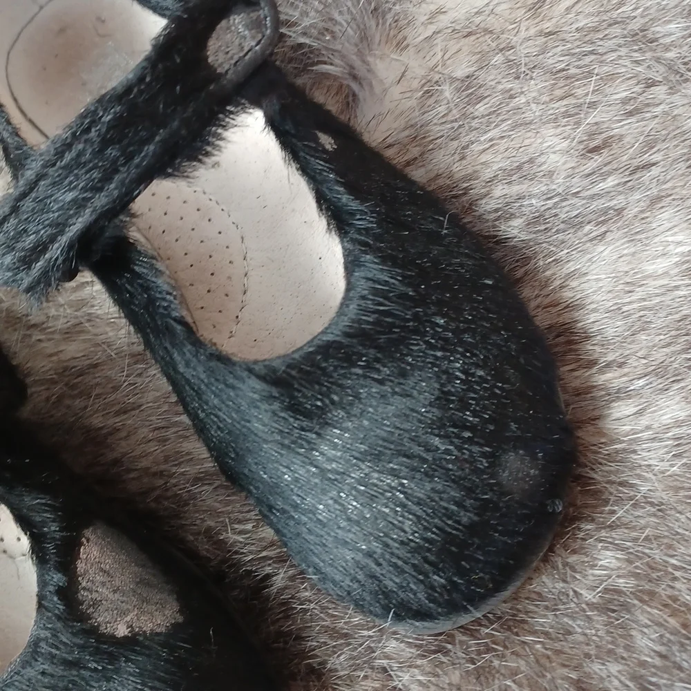 Kids real fur dress shoes